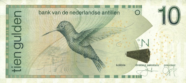 P28f Netherlands Antilles 10 Gulden Year 2012